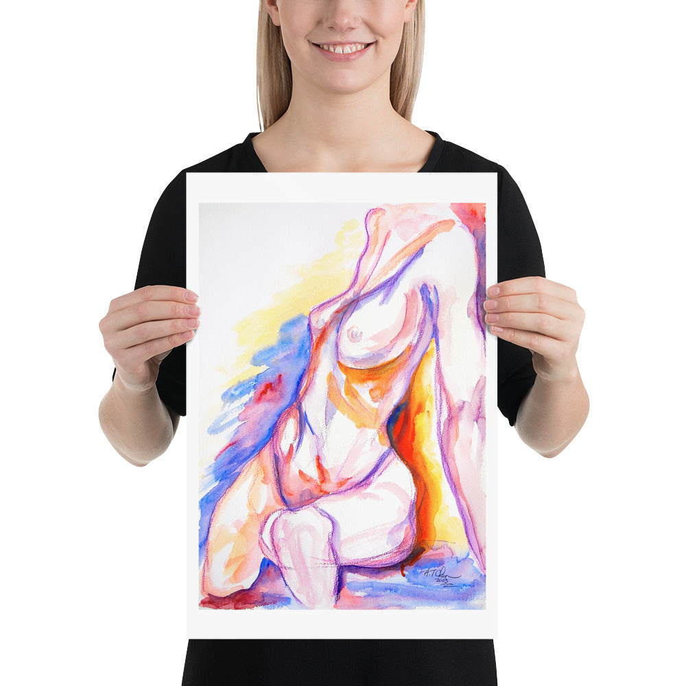 Watercolor Sketch of Woman Head Lean Back