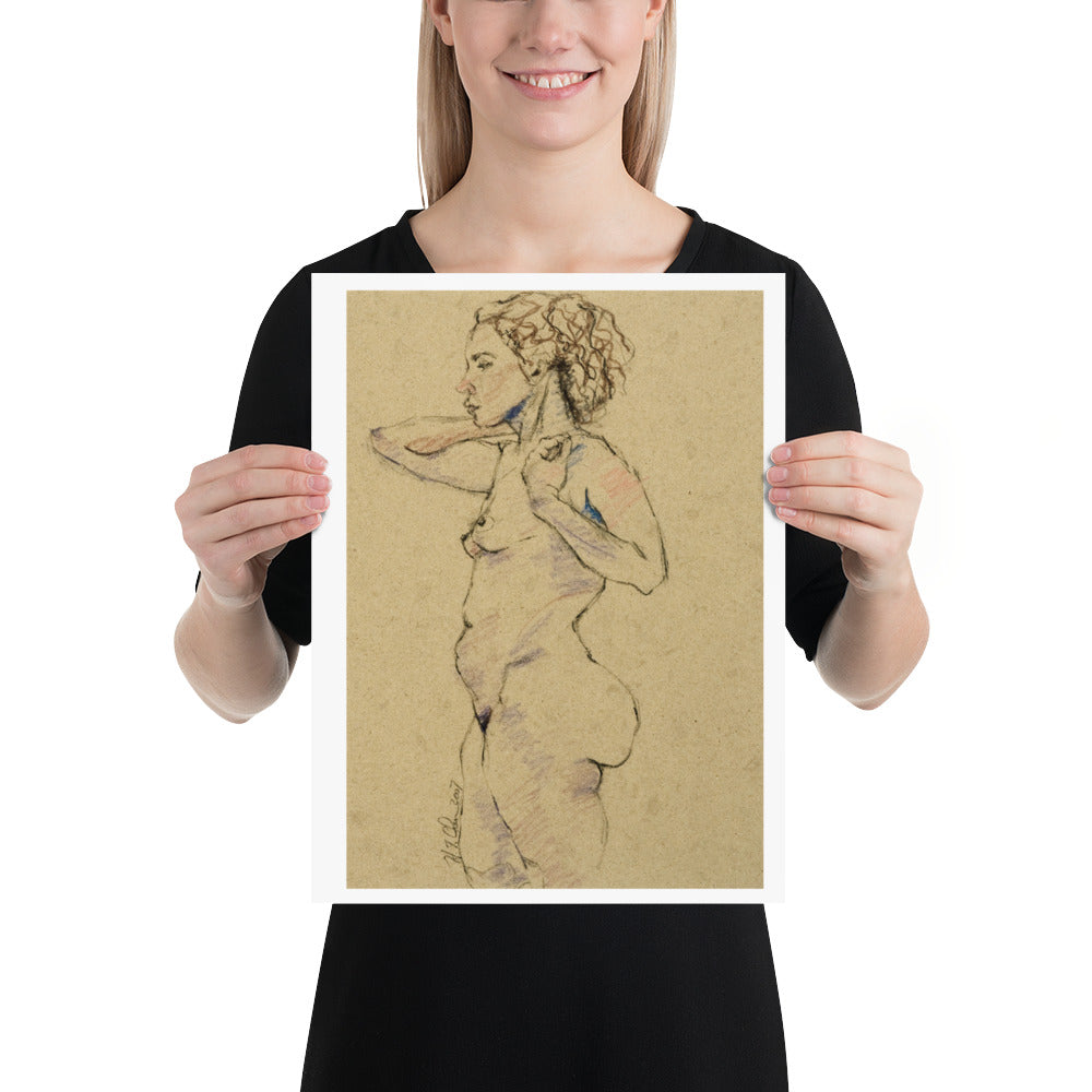 Enigma - Drawing of Standing Woman Hand on Shoulder