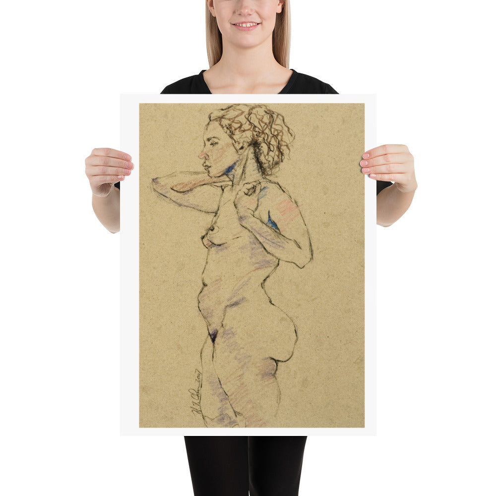 Enigma - Drawing of Standing Woman Hand on Shoulder