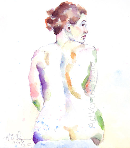 Watercolor Sketch of Woman's profile
